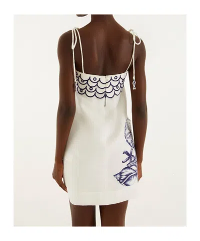 Farm Rio Coast Stars Off-white Mini Dress Coast Stars Off-white In Multi