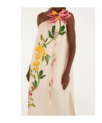 Farm Rio Garden Terrace Pink One Shoulder Maxi Dress Garden Terrace Pink
