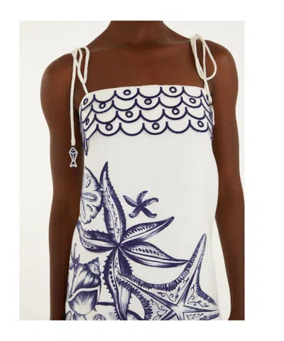 Farm Rio Coast Stars Off-white Mini Dress Coast Stars Off-white In Multi