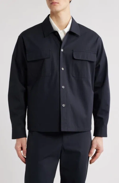 Frame Double Pocket Overshirt In Blue