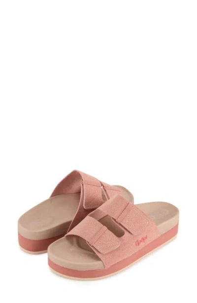 Floopi Double Strap Platform Slide Sandal In Pink