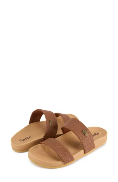 Floopi Double Strap Slide Sandal In Brown