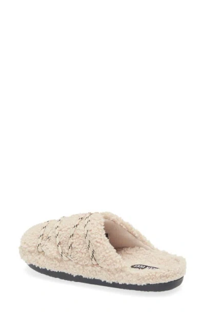 Moon Boot Teddy Texture Slippers Flat Sole Lace In Neutral