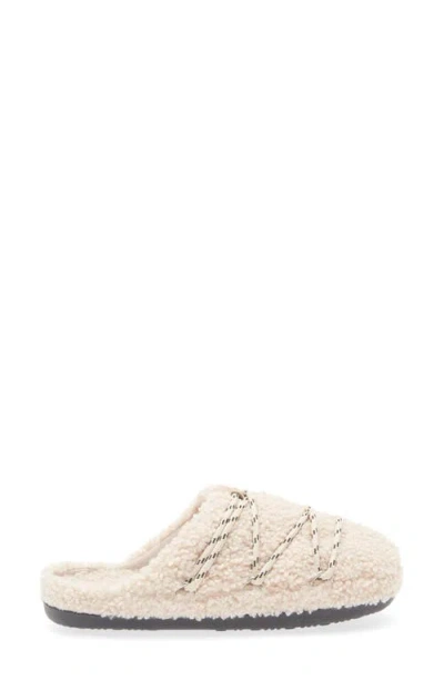 Moon Boot Teddy Texture Slippers Flat Sole Lace In Neutral