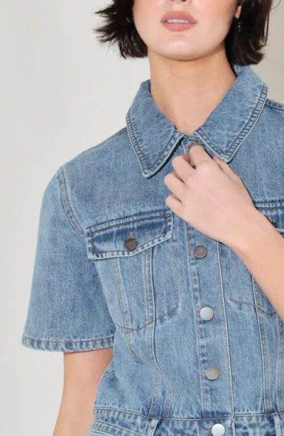 Freemarket Washed Denim Romper In Blue