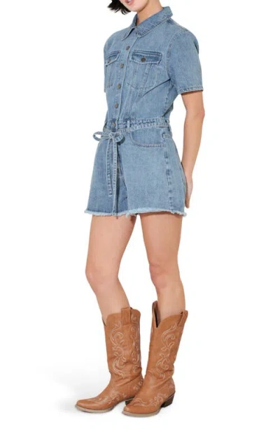 Freemarket Washed Denim Romper In Blue