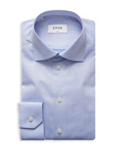 Shop Eton Slim-fit Twill Dress Shirt In Blue