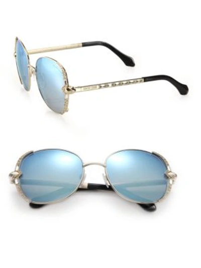 Roberto Cavalli 56mm Metal & Swarovski Crystal Sunglasses In Na