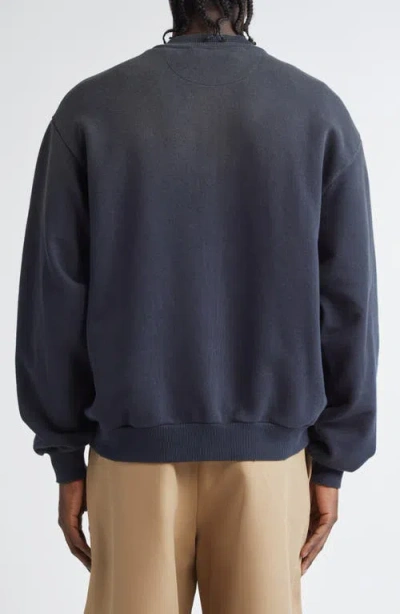 Acne Studios Logo Zip Front Cotton Blend Sweatshirt In Blue