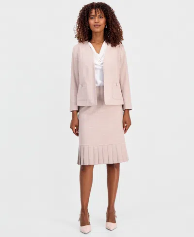Kasper Women's Collarless Open-front Jacket In Neutral
