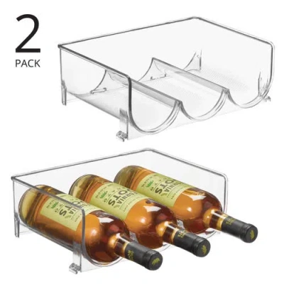 Mdesign Plastic Free-standing Stacking 3 Bottle Wine Storage Rack, 2 Pack In Brown