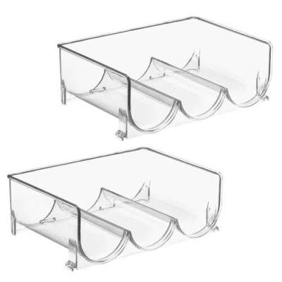 Mdesign Plastic Free-standing Stacking 3 Bottle Wine Storage Rack, 2 Pack In Brown