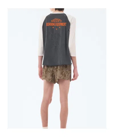 Satisfy Mothtech Distressed Three-quarter Sleeve T-shirt In Multi