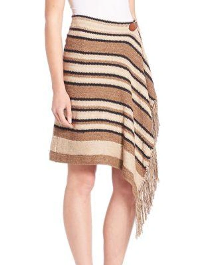 Shop Polo Ralph Lauren Fringe Trim Knit Wrap Skirt In Multi