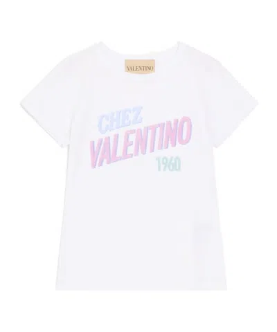 Valentino Womens Bianco Text-print Round-neck Cotton T-shirt In White