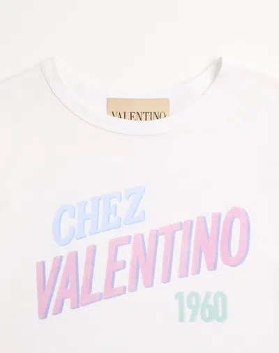 Valentino Womens Bianco Text-print Round-neck Cotton T-shirt In White
