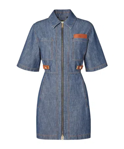 Fendi Abito Chambray In Blue