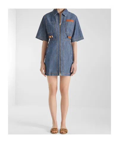Fendi Abito Chambray In Blue