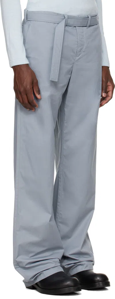 Rier Belt Loop Casual Pants In Blue