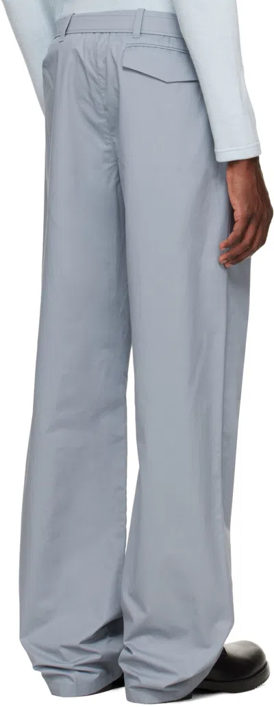 Rier Belt Loop Casual Pants In Blue