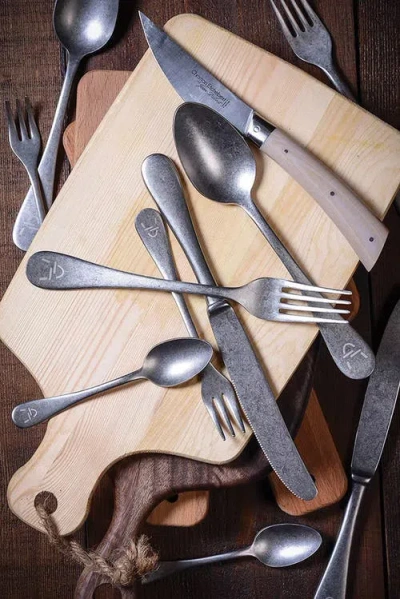 Mepra Vintage Pewter Flatware Set In Gray