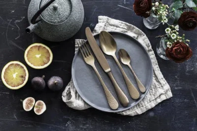 Mepra Epoque Pewter Flatware Set In Gold