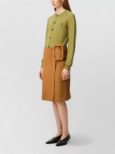 Ami Alexandre Mattiussi Green Wool Crewneck Ami De Coeur Cardigan Green In Gold