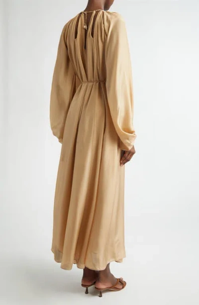 Zimmermann Silk Mini Dress With Billow Sleeves And Adjustable Chain In Gold