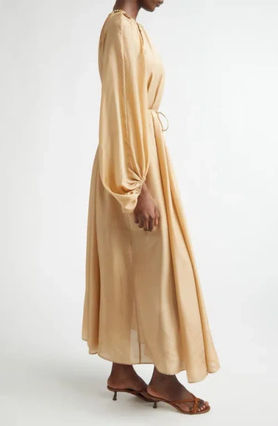 Zimmermann Silk Mini Dress With Billow Sleeves And Adjustable Chain In Gold