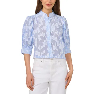 Cece The Pearce Puff Shoulder Top In Blue