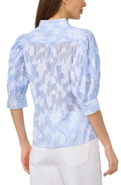 Cece The Pearce Puff Shoulder Top In Blue