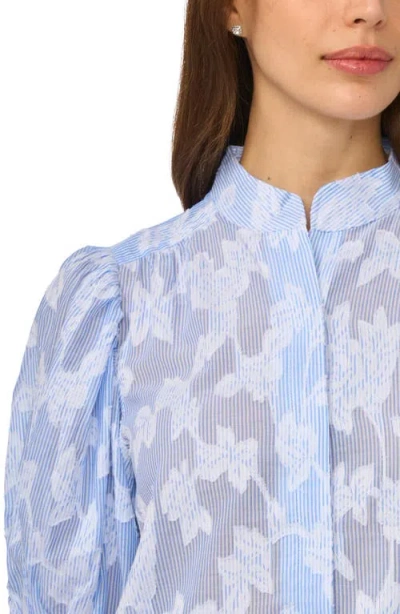 Cece The Pearce Puff Shoulder Top In Blue