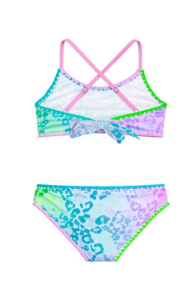 Limeapple Leopard Print Bikini With Embroidered Trim In Multi