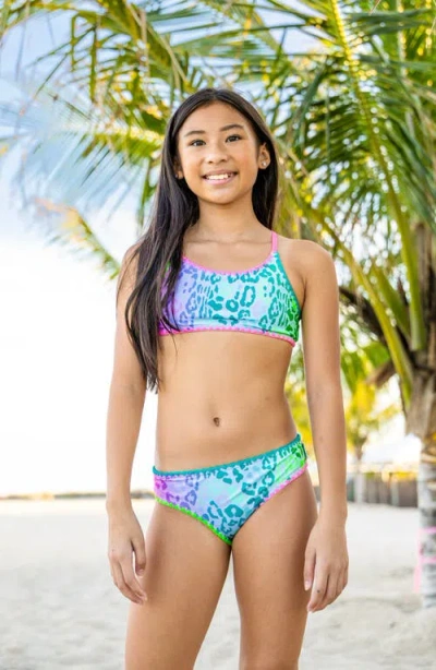 Limeapple Leopard Print Bikini With Embroidered Trim In Multi