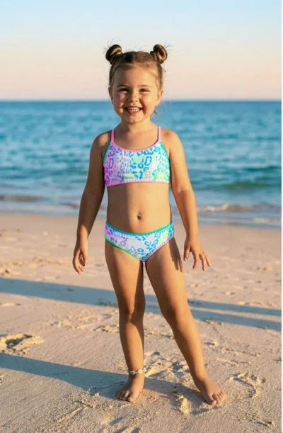 Limeapple Leopard Print Bikini With Embroidered Trim In Multi