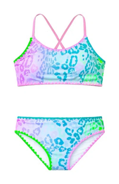 Limeapple Leopard Print Bikini With Embroidered Trim In Multi