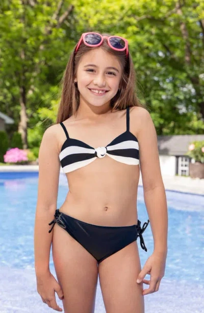 Limeapple Stripe Twist Knot Bikini In Multi