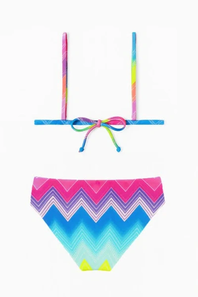 Limeapple Chevron Printed Bikini In Multi