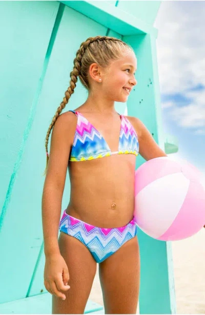Limeapple Chevron Printed Bikini In Multi