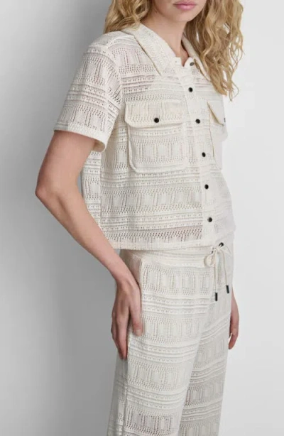 Dkny Open Stitch Button-up Shirt In White