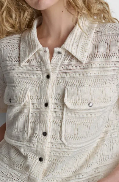 Dkny Open Stitch Button-up Shirt In White
