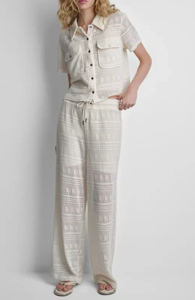 Dkny Open Stitch Button-up Shirt In White