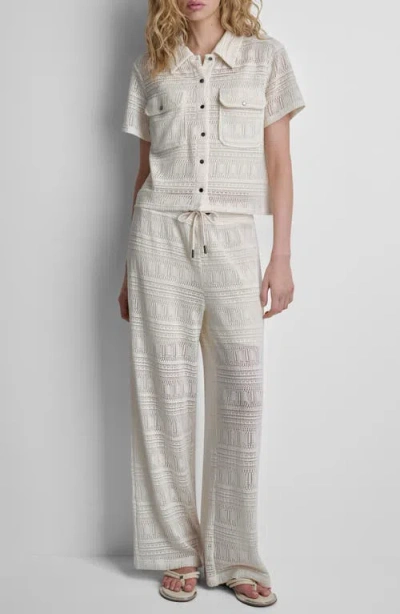 Dkny Open Stitch Drawstring Pants In Gray