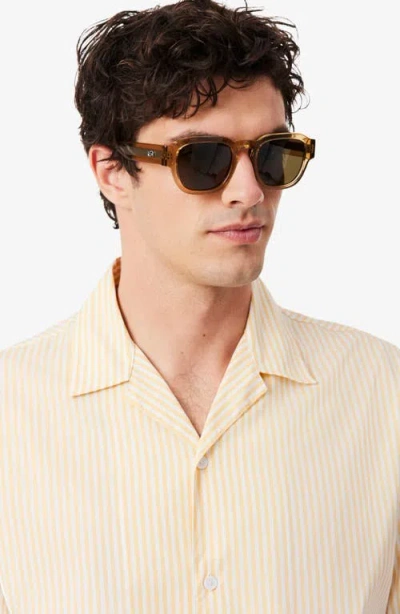 Lacoste Short-sleeve Camp Collar Shirt With Abstract Waves In Neutral