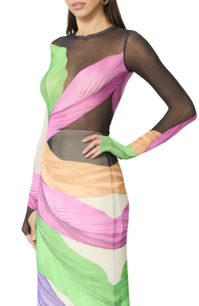 Afrm Kaylee Print Mesh Top In Multi