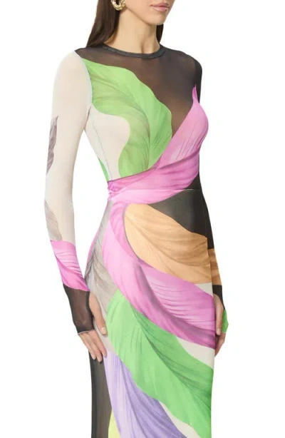 Afrm Kaylee Print Mesh Top In Multi