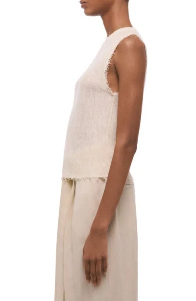 Helmut Lang Raw Edge Linen Blend Sweater Tank In Neutral