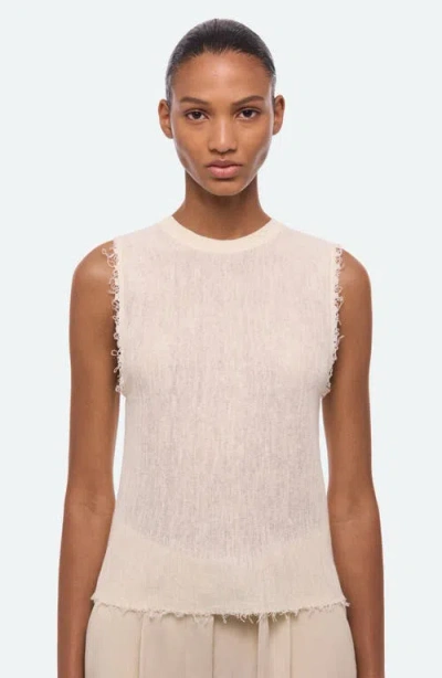 Helmut Lang Raw Edge Linen Blend Sweater Tank In Neutral