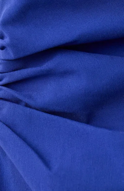 Mango Strapless Dress With Asymmetrical Ruffled Detail In Blue