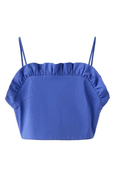 Mango Open-back Crop Top In Blue